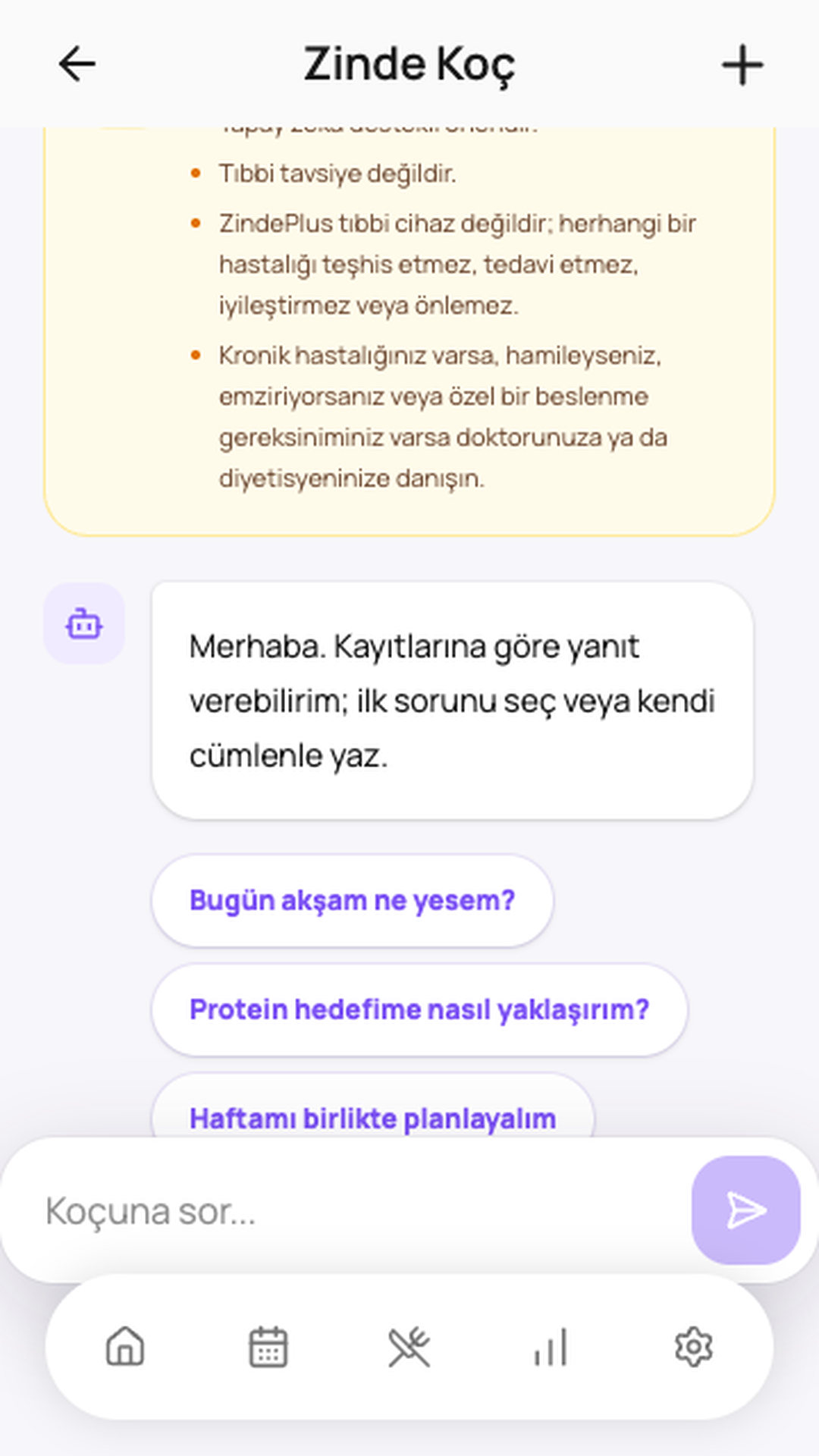 Zinde Koç sohbet ekranı